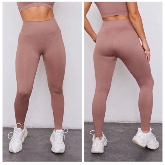 SET Active Sculptflex Seamless Pink Mauve Workout Athleisure Highwaist Leggings - Picture 1 of 8